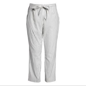 1.State Striped Tie Waist Pants Size 24W Soft Ecru